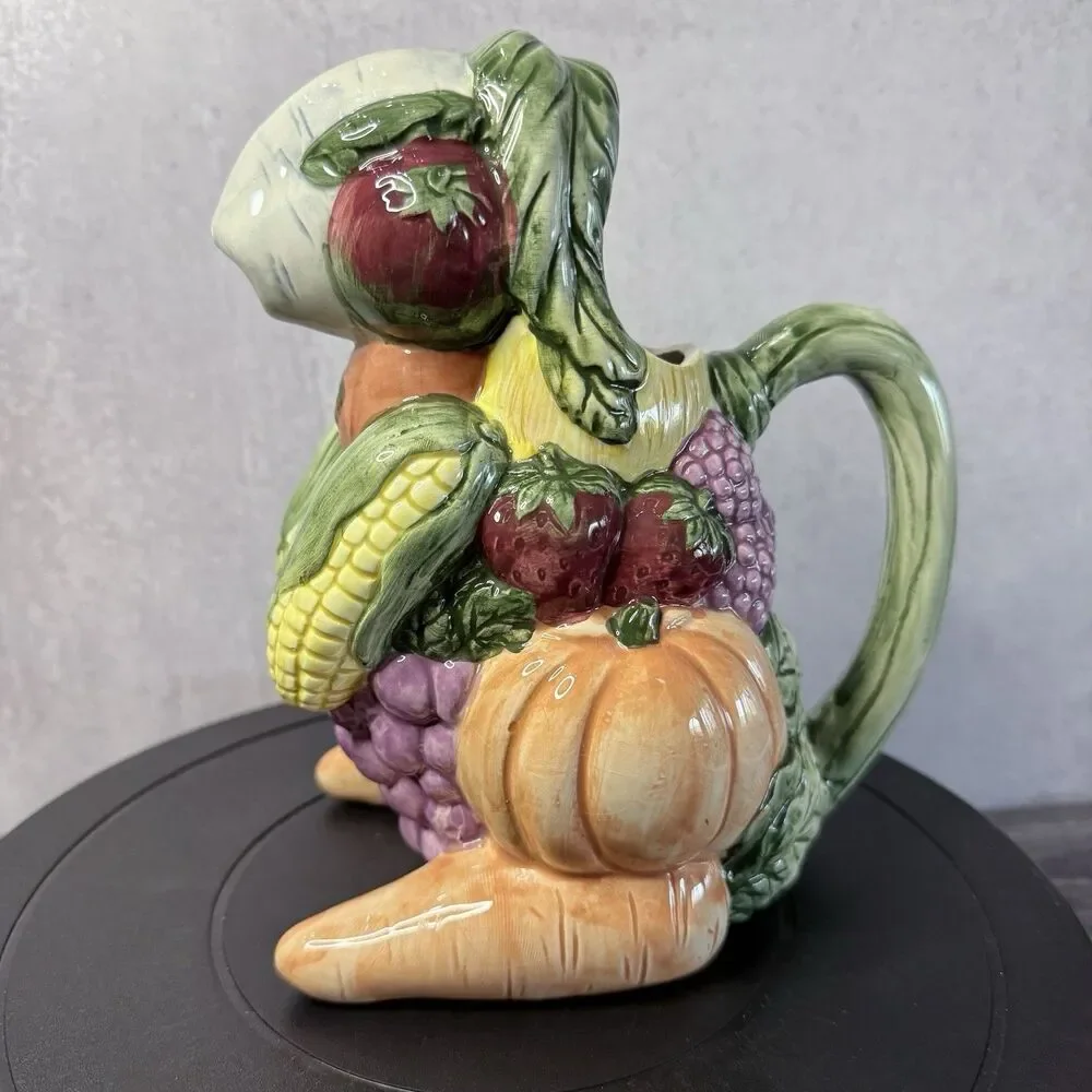 Ceramic Rabbit Pitcher Fruits And Vegetables CBK 1992